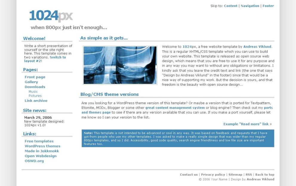 Vorschau Website Template 1024px