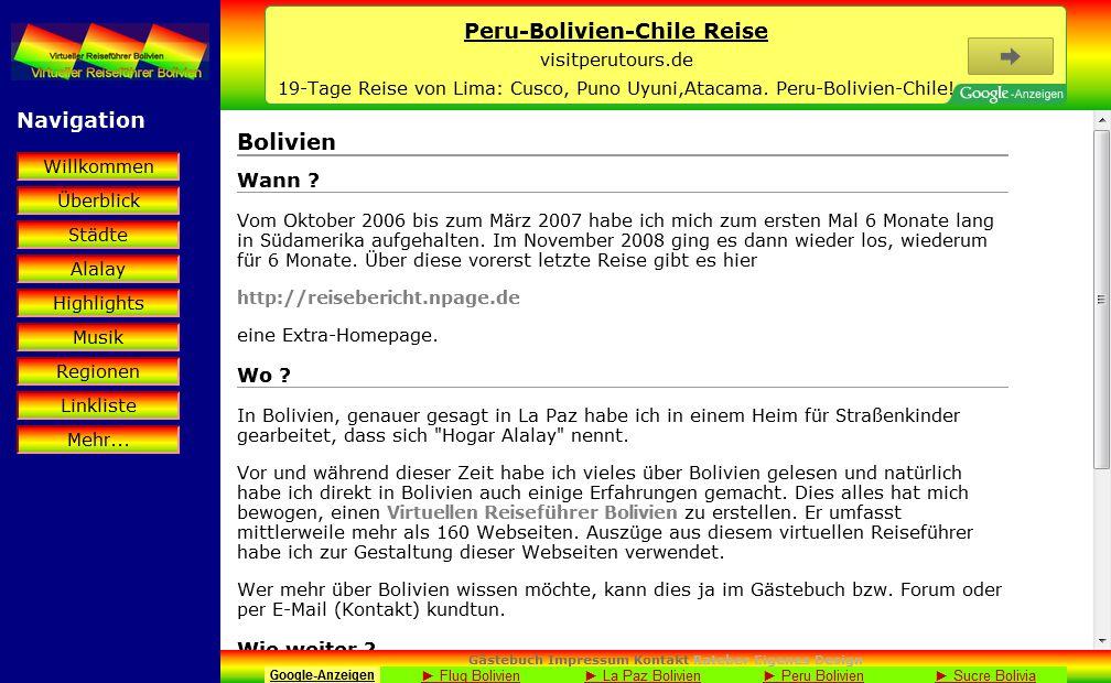 Website NPage Bolivien mit traditionellem Design Website NPage Bolivien mit traditionellem Design
