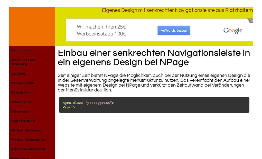 Flashtools mit vertikaler Navigationsleiste Flashtools mit vertikaler Navigationsleiste