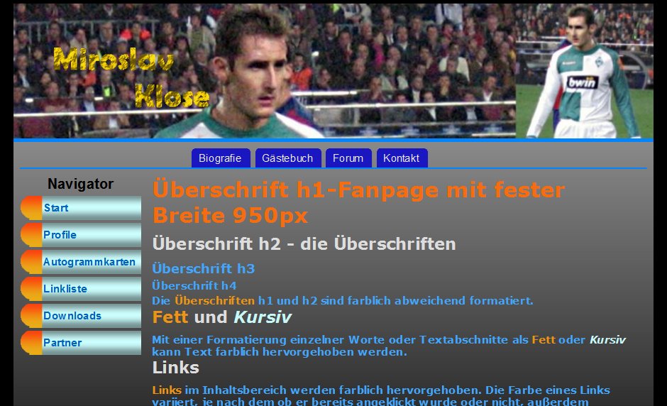 Vorschau Template-Set: Fanpage Vorschau Template-Set: Fanpage